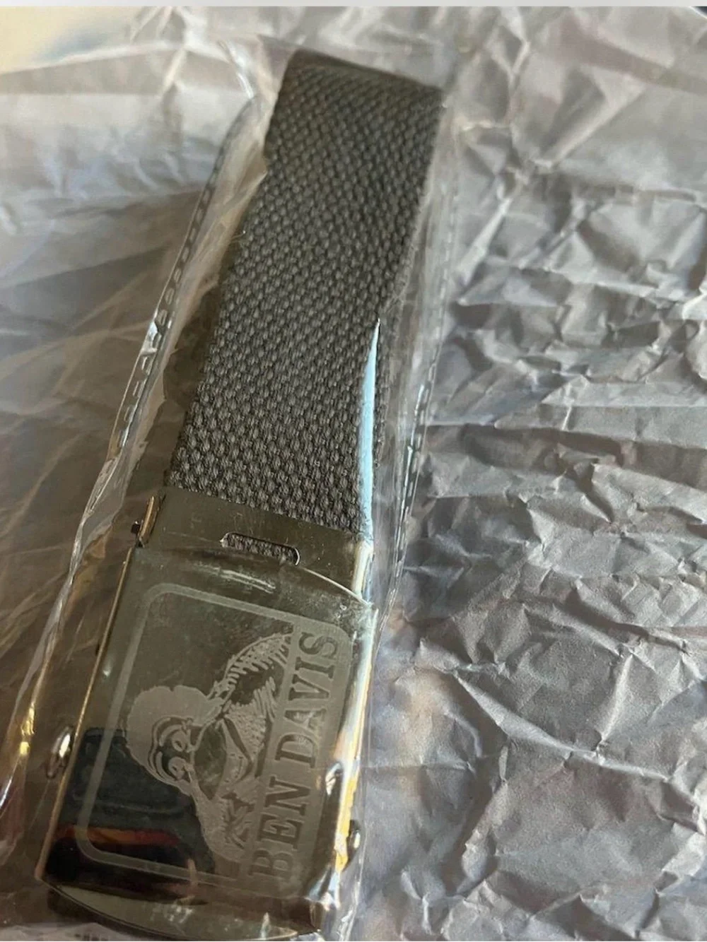 Ben Davis Gray Webbing Belt with Branded Metal Buckle